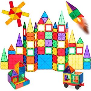 Best Choice Products 110-Piece Kids Colorful Magnetic Tiles Set 3D Construction Magnet Building Blocks Educational STEM Toy with Carrying Case