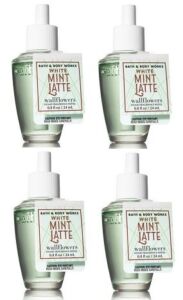 Bath and Body Works 4 Pack White Mint Latte Wallflower Fragrance Refill 0.8 Oz
