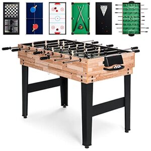 Best Choice Products 2x4ft 10-in-1 Combo Game Table Set for Home, Game Room, Friends & Family w/Hockey, Foosball, Pool, Shuffleboard, Ping Pong, Chess, Cards, Checkers, Bowling, and Backgammon