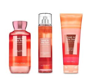 Bath and Body Works – Soak in the sun – Peach Sunset – 3 pc Bundle – Shower Gel, Fine Fragrance Mist and Ultra Shea Body Cream – (2020)