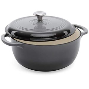 Best Choice Products 6qt Ceramic Non-Stick Heavy-Duty Cast Iron Dutch Oven w/Enamel Coating, Side Handles for Baking, Roasting, Braising, Gas, Electric, Induction, Oven Compatible, Gray