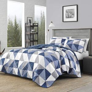 Eddie Bauer – Queen Quilt Set, Reversible Cotton Bedding with Matching Shams, Lightweight Home Decor for All Seasons (North Cove Navy, Queen)