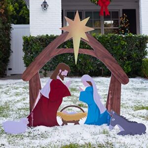 Best Choice Products 4ft Outdoor Nativity Scene, Weather-Resistant Decor, Christmas Holy Family Yard Decoration, Water-Resistant PVC – Colored