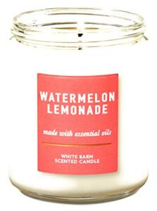 Bath & Body Works White Barn Watermelon Lemonade Single Wick Scented Candle with Essential Oils 7 oz / 198 g each Pack of 2