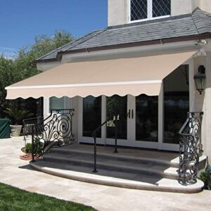 Best Choice Products 98x80in Retractable Awning, Aluminum Polyester Sun Shade Cover for Patio, Balcony w/UV & Water-Resistant Fabric and Crank Handle – Beige