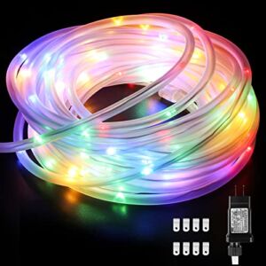 LE LED Rope Light with Timer, Multi Colored, 8 Mode, Low Voltage, Waterproof, 33ft 100 LED Indoor Outdoor Plug in Light Rope and String for Deck, Patio, Bedroom, Pool, Boat,Landscape Lighting and More