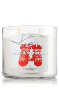 Bath and Body Works Vanilla Snowflake 3 Wick Candle 2012 Design 14.5 Oz