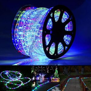 Toodour Christmas Rope Lights Outdoor, 100ft 720 LED Tube String Lights, 8 Modes Connectable Indoor Clear Tube Decorative Lighting for Garden, Patio, Bedroom, Party, Wedding, Xmas Decor (Multicolor)