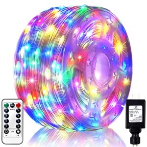 1000LEDs Christmas Fairy String Lights Outdoor, IP67 Waterproof 393FT Rope Lights with Remote 8 Modes Clear Wire Plugin Fairy Lights for Yard Living Room Bedroom Attic Tent Tree Decors-Multicolor
