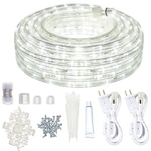 Rope Lights Outdoor Waterproof Daylight-White: 540 LEDs 50ft Cuttable Outside Bright 110V Lighting SURNIE 6000K Connectable Flexible Plug Thick Cool Clear Tube – Indoor Deck Patio Xmas Camping Decor