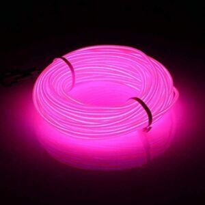 JIGUOOR EL Wire Battery Pack 16.4ft / 5m Bright Neon Light Strip 360° Illumination Neon Tube Rope Lights for DIY, Festival, Party Decoration, Pub, Halloween, Chrismas (16.4ft / 5m, Pink)