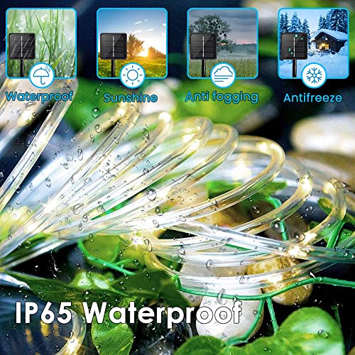 Solar Rope Lights, 66 Feet 200 LED 8 Modes Solar Rope String Lights Outdoor Fairy Lights Rope Waterproof Tube Lights with Solar Panel for Outdoor Indoor Home Decoration Garden Patio Parties | The Storepaperoomates Retail Market - Fast Affordable Shopping