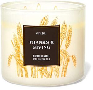 White Barn Candle Company Bath and Body Works 3-Wick Scented Candle w/Essential Oils – 14.5 oz – Thanks & Giving – Caramel Apple (Juicy Red Apple, Gooey Caramel, Praline Pieces)