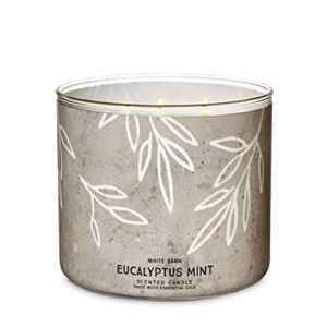 Bath & Body Works White Barn Eucalyptus Mint 3 Wick Scented Candle with Essential Oils 14.5 oz / 411 g