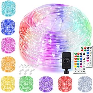 200 LED Rope Lights Outdoor String Lights Plug in, 66ft 16 Colors Changing Waterproof Fairy Lights with Remote Control Timer Rope Lighting for Garden Patio Wedding Party Christmas Outdoor Decorations