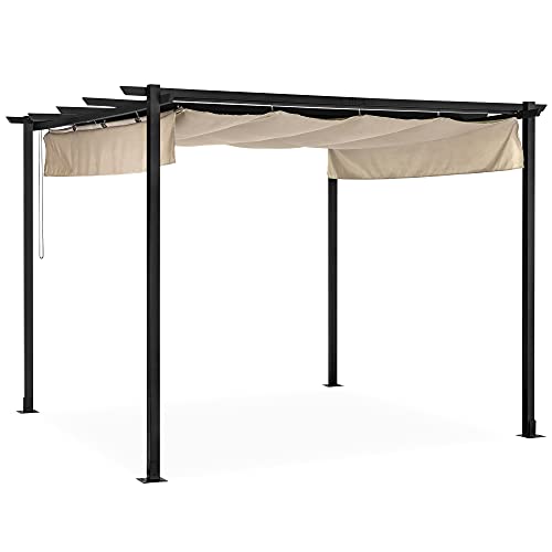 Best Choice Products 10x10ft Extra-Large Outdoor Pergola, Patio Shelter w/Retractable Sun Shade Canopy Cover, Weather-Resistant Fabric, Steel Frame, 16 Ground Stakes – Black | The Storepaperoomates Retail Market - Fast Affordable Shopping