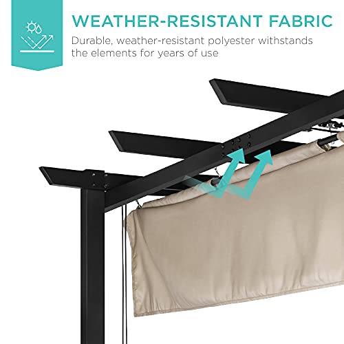 Best Choice Products 10x10ft Extra-Large Outdoor Pergola, Patio Shelter w/Retractable Sun Shade Canopy Cover, Weather-Resistant Fabric, Steel Frame, 16 Ground Stakes – Black | The Storepaperoomates Retail Market - Fast Affordable Shopping