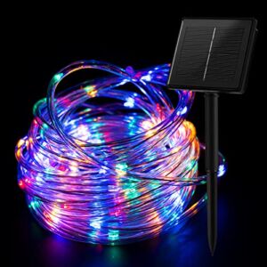 Solar Rope String Lights Outdoor 72Ft 200 Led Waterproof Solar Powered Fairy Lights with 8 Lighting Modes, Copper Wire PVC Tube Lights for Garden Wedding Christmas Party DIY Decor(Multicolor)