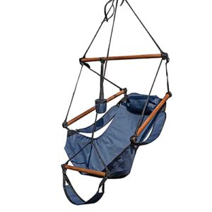 Best Choice Products Hammock Hanging Chair Air Deluxe Outdoor Chair Solid Wood 250lb Blue