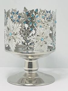 Bath & Body Works Candle Holder Compatible and White Barn 3-Wick Candles – 2021 Winter & Christmas – Select Your Favorite! (Candle NOT Included) – Sparkly Snowflakes Pedestal