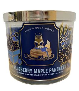 Bath & Body Works 3-Wick Scented Candle w/Essential Oils – 14.5 oz – Blueberry Maple Pancakes (Wild Blueberries, Griddle Fresh Pancakes, Warm Maple Syrup)
