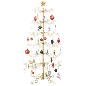 Best Choice Products 6ft Wrought Iron Ornament Display Christmas Tree w/Easy Assembly and Stand – Gold