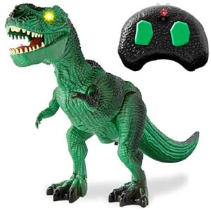 Best Choice Products Kids Remote Control Dinosaur Toy, Large Electronic Walking Jurassic RC T-Rex w/ Light-Up LED Eyes, Roaring Sounds, Moving Arms – Green