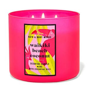 White Barn Candle Company Bath and Body Works 3-Wick Scented Candle w/Essential Oils – 14.5 oz – Waikiki Beach Coconut