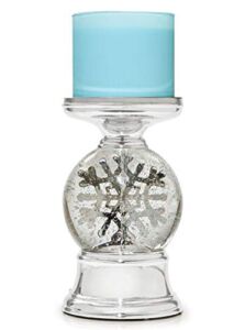 3-Wick Candle Holder Compatible with White Barn Bath & Body Works 3-Wick Candles – Water Globe Musical Snowflake Pedestal (Candle NOT Included)