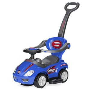 Best Choice Products Kids 3-in-1 Push and Pedal Car Toddler Ride On w/ Handle, Horn, Music – Blue