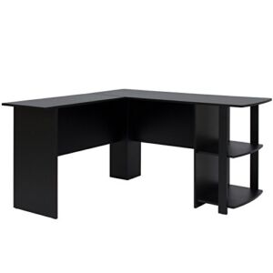 Best Choice Products L-Shaped Corner Computer Desk Study Workstation Furniture for Home, Office w/ 2 Open Storage Bookshelves – Black