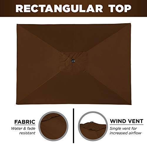 Best Choice Products 8x11ft Rectangular Patio Market Umbrella w/Rust-Resistant Frame, Hand Crank, Fade-Resistant 210G Polyester Fabric, and Wind Vent, Brown | The Storepaperoomates Retail Market - Fast Affordable Shopping