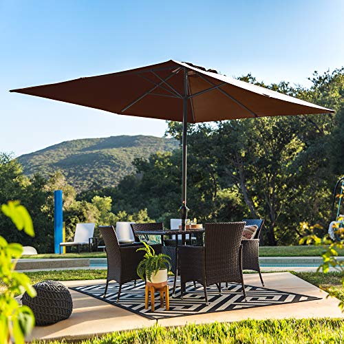 Best Choice Products 8x11ft Rectangular Patio Market Umbrella w/Rust-Resistant Frame, Hand Crank, Fade-Resistant 210G Polyester Fabric, and Wind Vent, Brown | The Storepaperoomates Retail Market - Fast Affordable Shopping