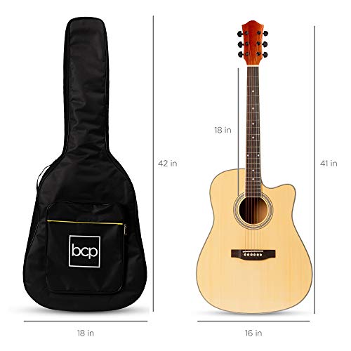 Best Choice Products 41in Beginner Acoustic Guitar Full Size All Wood Cutaway Guitar Starter Set Bundle with Case, Strap, Capo, Strings, Picks, Tuner – Natural | The Storepaperoomates Retail Market - Fast Affordable Shopping