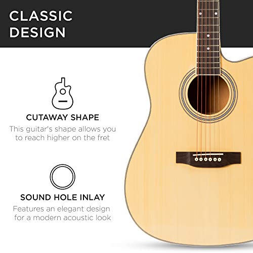 Best Choice Products 41in Beginner Acoustic Guitar Full Size All Wood Cutaway Guitar Starter Set Bundle with Case, Strap, Capo, Strings, Picks, Tuner – Natural | The Storepaperoomates Retail Market - Fast Affordable Shopping