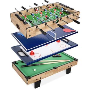 Best Choice Products 4-in-1 Multi Game Table, Childrens Combination Arcade Set for Home, Play Room, Rec Room w/Pool Billiards, Air Hockey, Foosball and Table Tennis