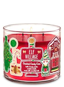 Bath and Body Works White Barn Elf Village Crushed Candy Cane 3 Wick 14.5 Ounce Scented Candle