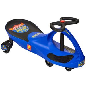 Police Wiggle Car Ride On Toy – No Batteries, Gears or Pedals – Twist, Swivel, Go – Outdoor Ride Ons for Kids 3 Years and Up by Lil’ Rider (Blue)
