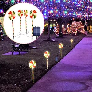 4 Pack Christmas Lollipop Pathway Lights, Christmas Candy Cane Lights Outdoor, 25 inches Christmas Lights for Yard Patio Decorations, Waterproof String Lights Plugin for Holiday Lawn Markers