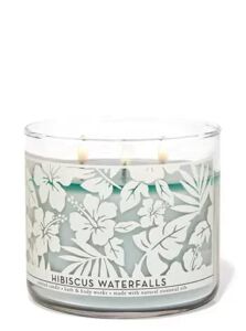 Bath & Body Works, White Barn 3-Wick Candle w/Essential Oils – 14.5 oz – 2021 Summer Collection! (Hibiscus Waterfalls)