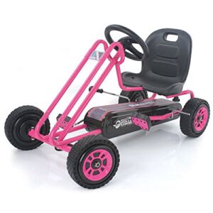 Hauck Lightning – Pedal Go Kart | Pedal Car | Ride On Toys For Kids Ages 4-7 Years Old With Ergonomic Adjustable Seat & Sharp Handling – Pink
