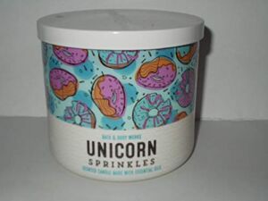 White Barn Bath and Body Works Unicorn Sprinkles 3 Wick Candle 14.5 Ounce White Blue Label