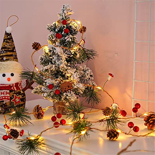 Christmas Led Copper Wire Lamp Pinecone Lamp String Needle Decorative Small Mushroom Creative Decorative Lamp Decorative Rope for Hanging (Hot Pink-A, A) | The Storepaperoomates Retail Market - Fast Affordable Shopping