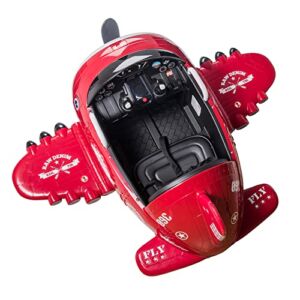 SPEES 12V Electric Kids Ride on Toy Plane with USB, FM, Wind-Driven Propeller, 360-Degree Rotating by 2 Joysticks, Remote Control for Kids 3 to 6, Red