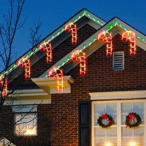 Christmas Candy Cane String Lights – 13FT 180 Bulbs 6 Light up Candy Cane with Glowing Cord, Connectable Icicle Hanging Light, Lighted Candy Canes for Rooftop Eaves Tree Holiday Outdoor Decoration