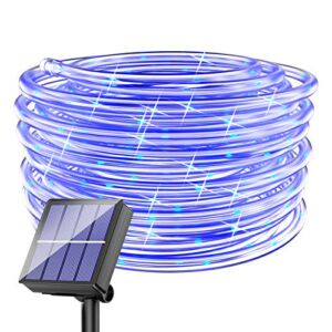 Solar Rope Lights Outdoor Waterproof Led – 40FT 100 LED Tube Light 8 Modes Waterproof Flexible Solar Fairy Rope Lights String for Garden Patio Fence Balcony Camping Party Tree Decoration Lighting
