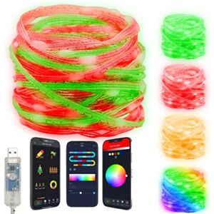 Christmas Decorations Lights Custom Display – 100LED 33FT Color Changing Rope Fairy String Lights Smart App Control DIY Warm Dimmable Music Timer, Twinkle Lights USB Plug in for Indoor Bedroom Tree