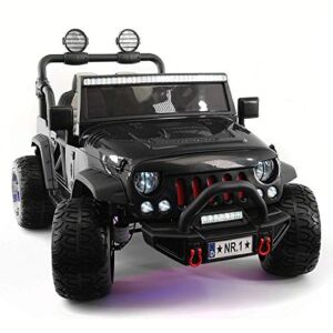 12 Volt Explorer Truck Battery Powered Led Wheels 2 Seater Children Ride On Toy Car for Kids Leather Seat MP3 Music Player with FM Radio Bluetooth R/C Parental Remote