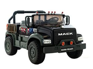 12V Mack Truck Jack Pickup Two Seater Ride On, Metallic Black, Wonderlanes, Best Ride on for Kids, (2910)