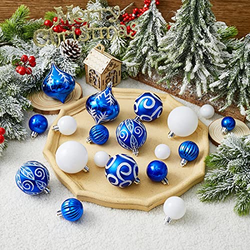 100ct Assorted Christmas Ball Ornaments Set,Shatterproof Seasonal Christmas Tree Decorations with Reusable Gift Package for Xmas Holiday Wedding Party and Home Decor (Blue) | The Storepaperoomates Retail Market - Fast Affordable Shopping